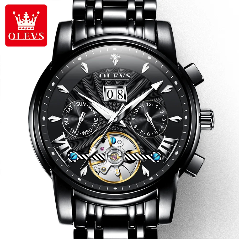 OLEVS 9965 Luxury Automatic Mechanical Watch Deep Waterproof Stainless Steel Watch Men's Business Casual SmartWatch