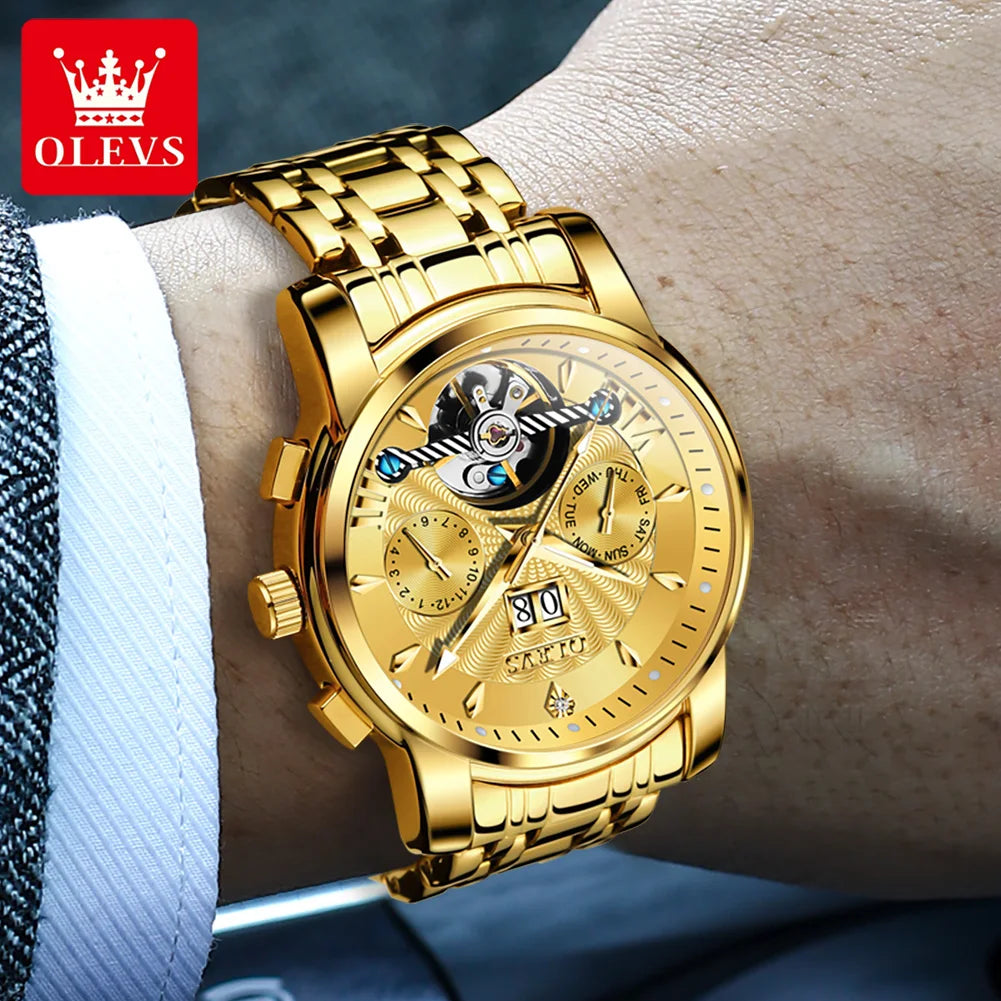 OLEVS 9965 Luxury Automatic Mechanical Watch Deep Waterproof Stainless Steel Watch Men's Business Casual SmartWatch