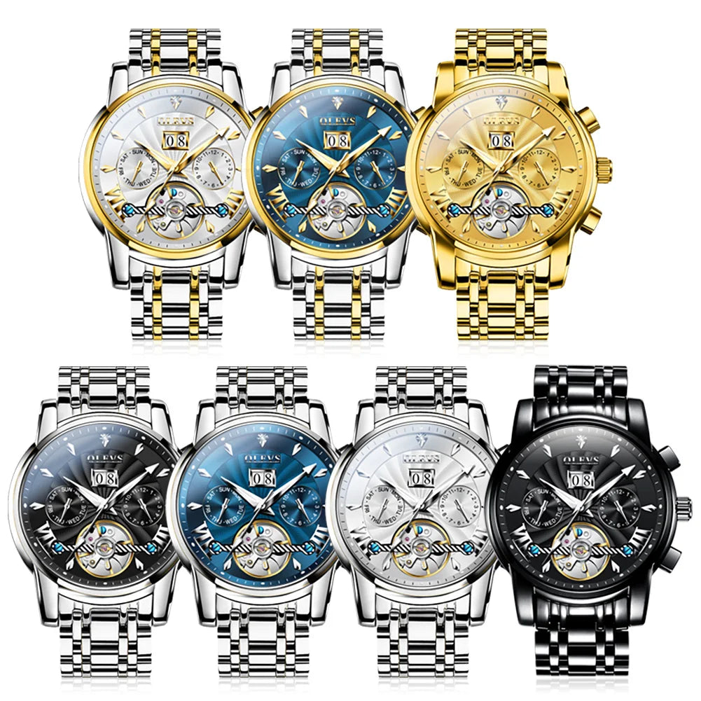 OLEVS 9965 Luxury Automatic Mechanical Watch Deep Waterproof Stainless Steel Watch Men's Business Casual SmartWatch