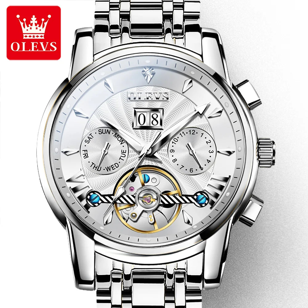 OLEVS 9965 Luxury Automatic Mechanical Watch Deep Waterproof Stainless Steel Watch Men's Business Casual SmartWatch