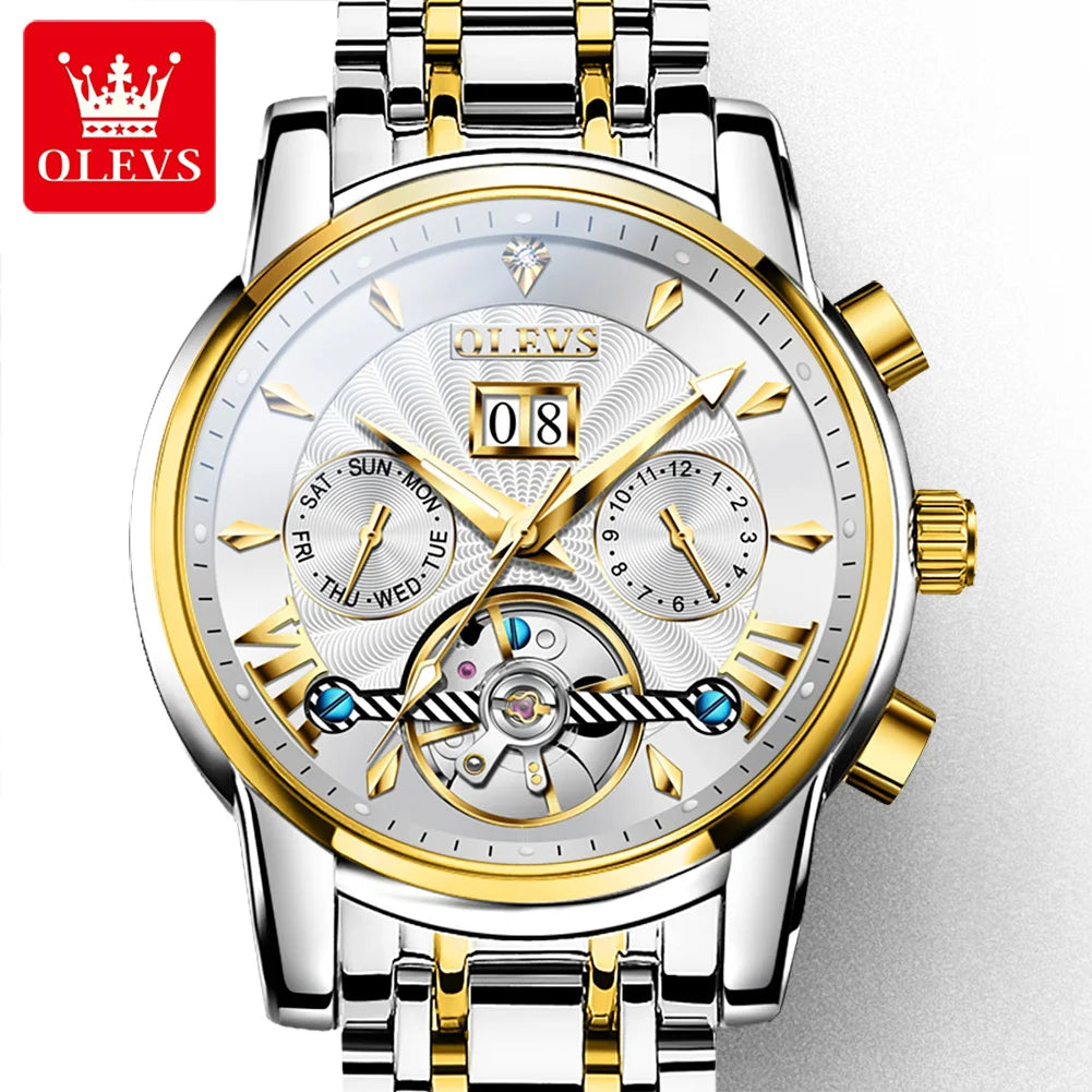 OLEVS 9965 Luxury Automatic Mechanical Watch Deep Waterproof Stainless Steel Watch Men's Business Casual SmartWatch