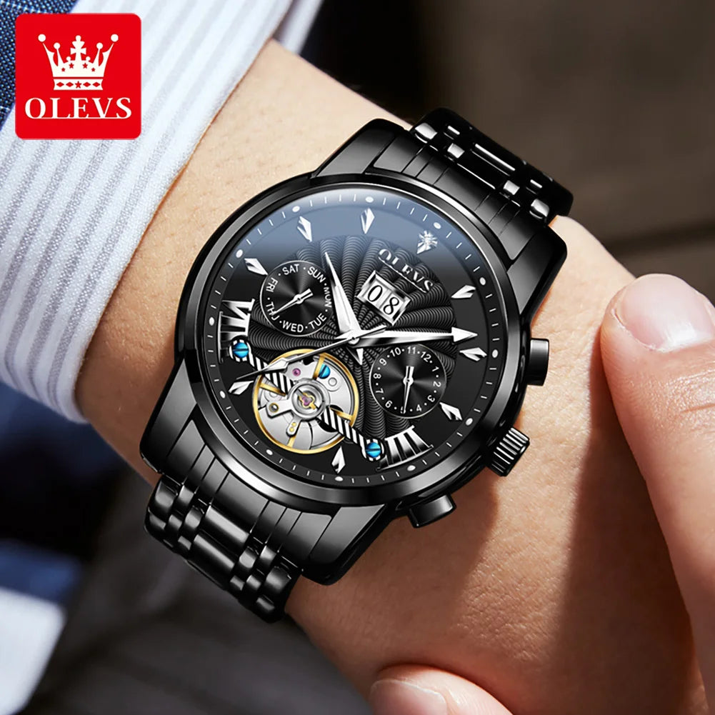 OLEVS 9965 Luxury Automatic Mechanical Watch Deep Waterproof Stainless Steel Watch Men's Business Casual SmartWatch