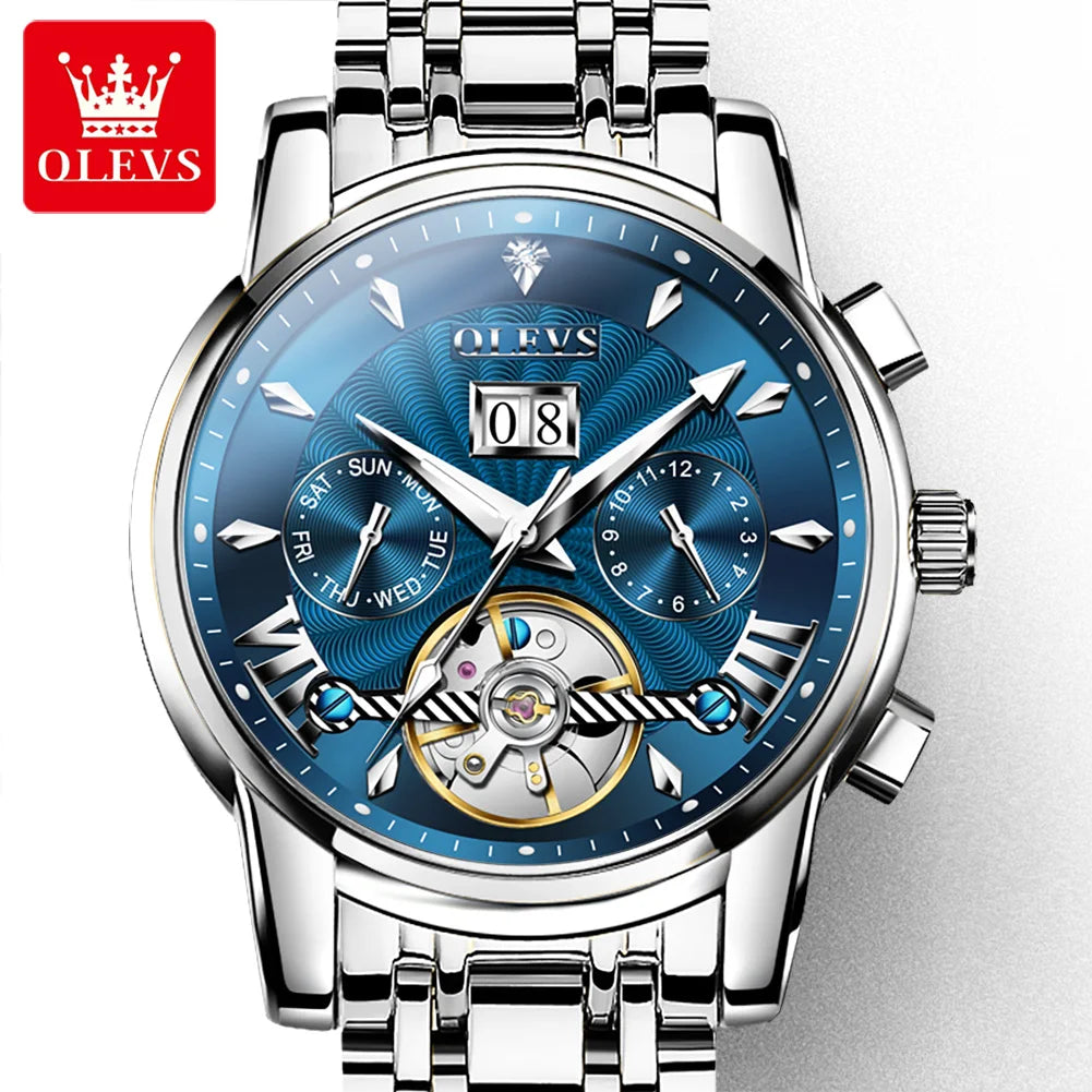 OLEVS 9965 Luxury Automatic Mechanical Watch Deep Waterproof Stainless Steel Watch Men's Business Casual SmartWatch