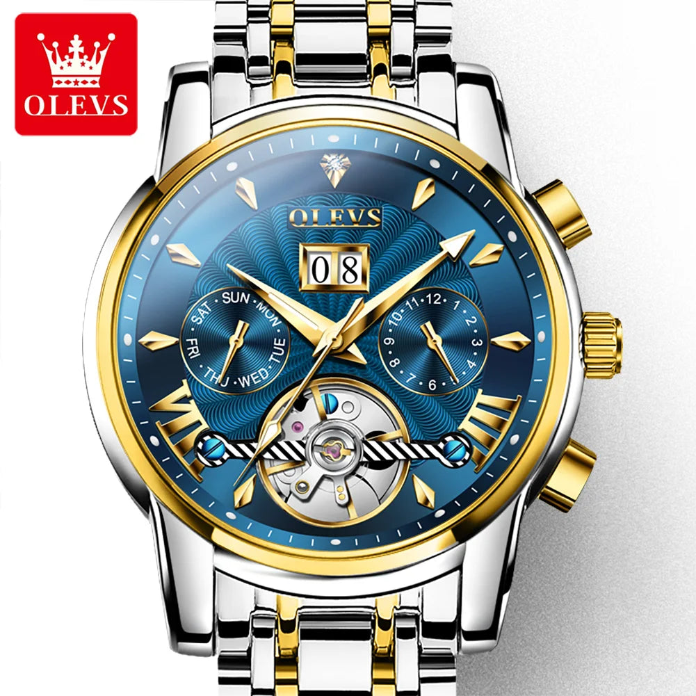 OLEVS 9965 Luxury Automatic Mechanical Watch Deep Waterproof Stainless Steel Watch Men's Business Casual SmartWatch