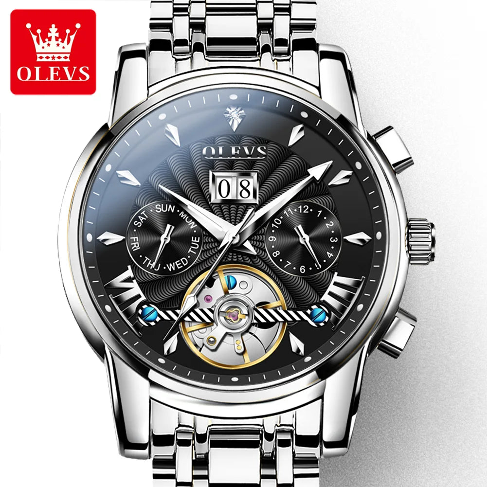 OLEVS 9965 Luxury Automatic Mechanical Watch Deep Waterproof Stainless Steel Watch Men's Business Casual SmartWatch
