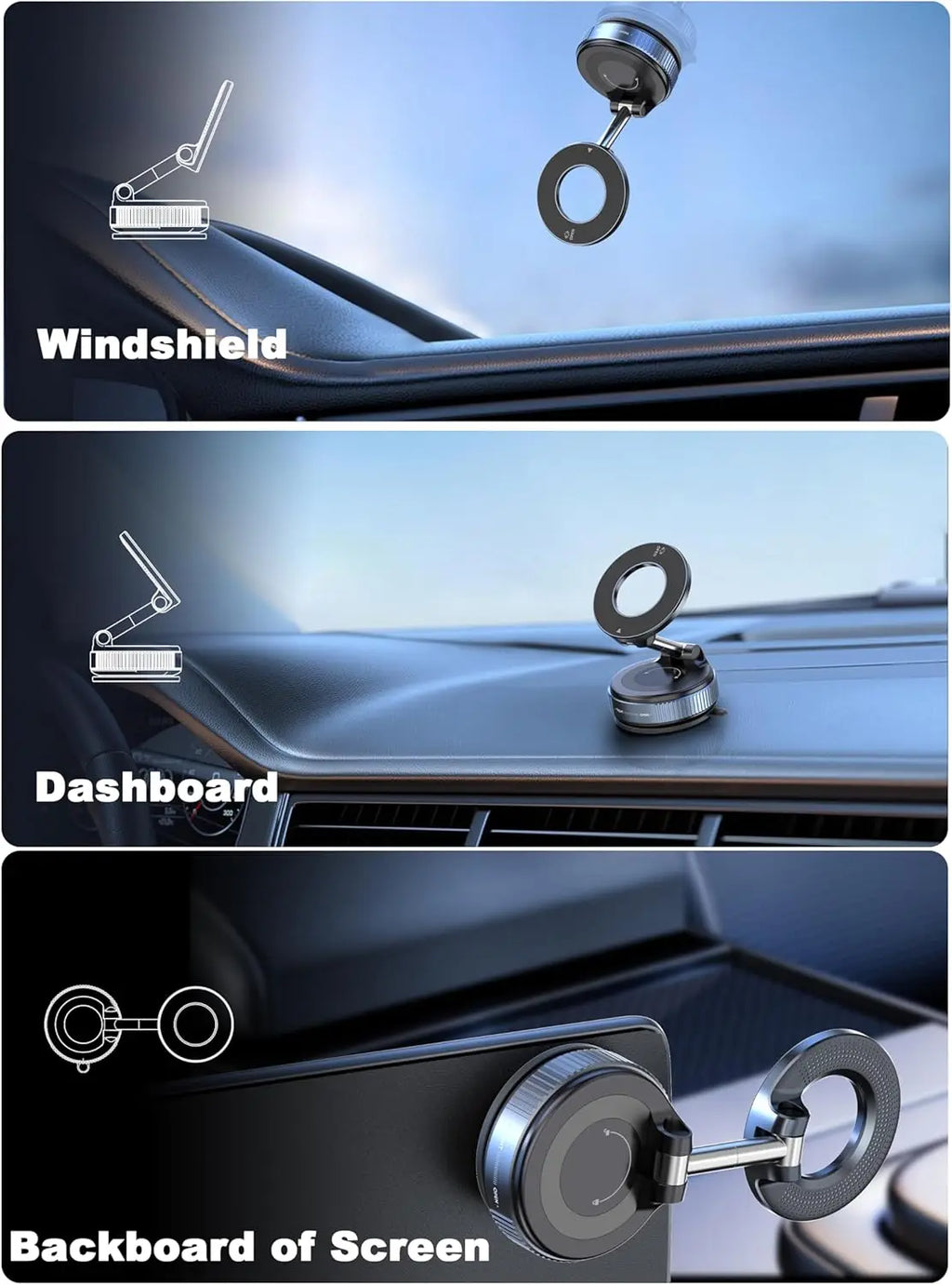Soporte Magnético Plegable para Teléfono de Coche con Ventosa de Vacío, para Transmisiones en Vivo, Grabación y Navegación, para Consola Central