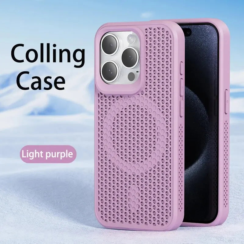 Funda de teléfono magnética Magsafe para iPhone, carcasa trasera dura de rejilla transpirable, refrigeración, disipación de calor, 16, 14, 15, 13, 12, 11 Pro Max Plus