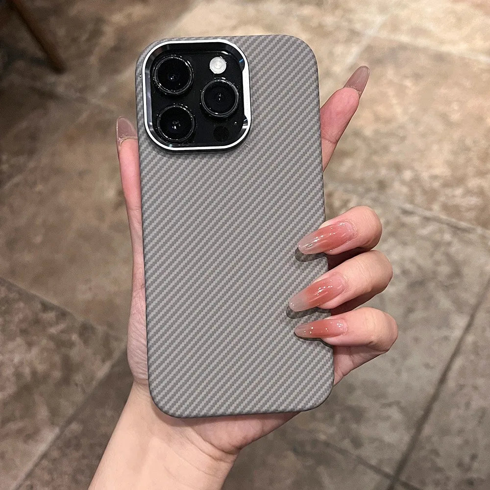 Para Magsafe funda con patrón de fibra de carbono mate para iPhone 17 16 15 14 Pro Max funda dura ultrafina a prueba de golpes para iPhone 17Pro