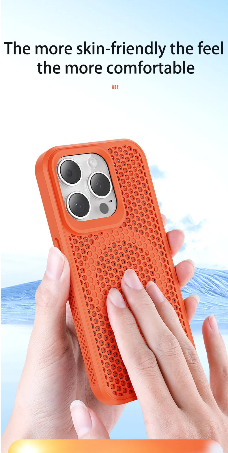 Funda de teléfono magnética Magsafe para iPhone, carcasa trasera dura de rejilla transpirable, refrigeración, disipación de calor, 16, 14, 15, 13, 12, 11 Pro Max Plus