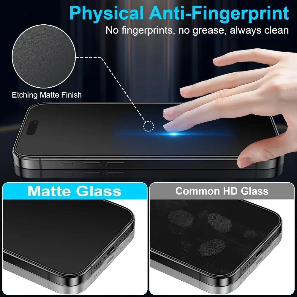 Protector de pantalla completa mate para iPhone 17 16 15 14 Pro Max 16e 15 14 Plus 13 12 11 Pro XR XS Max 9H dureza vidrio templado