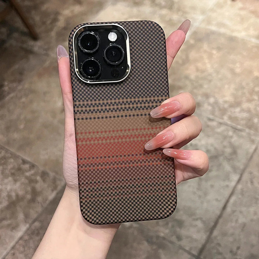 Para Magsafe funda con patrón de fibra de carbono mate para iPhone 17 16 15 14 Pro Max funda dura ultrafina a prueba de golpes para iPhone 17Pro