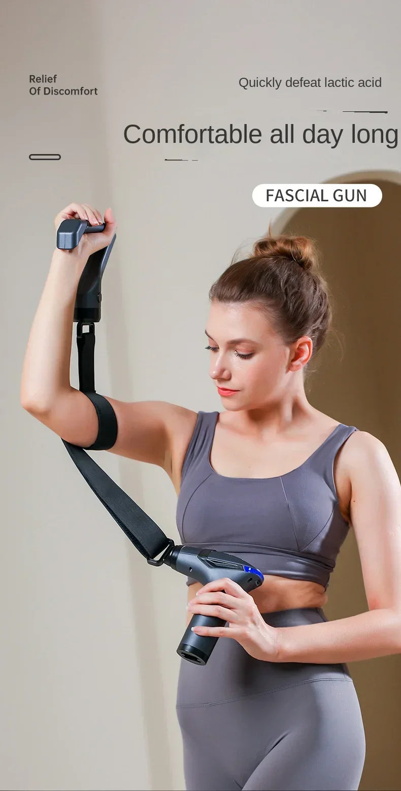 Pistola de masaje de mango largo para relajación muscular multifuncional, pistola de masaje eléctrica corporal de percusión de tejido profundo, gran oferta