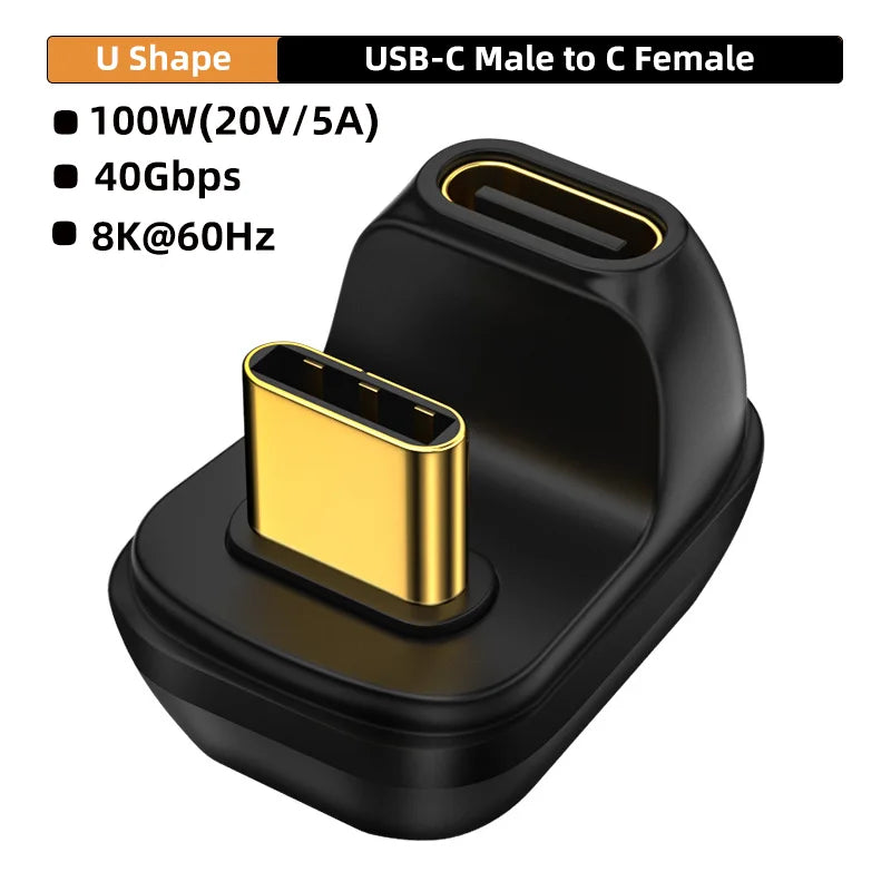 Adaptador USB4.0 40Gbps OTG tipo C de 90 grados 100W 5A USB C a tipo C convertidor de carga rápida adaptador de datos USB C para Macbook 8K60HZ