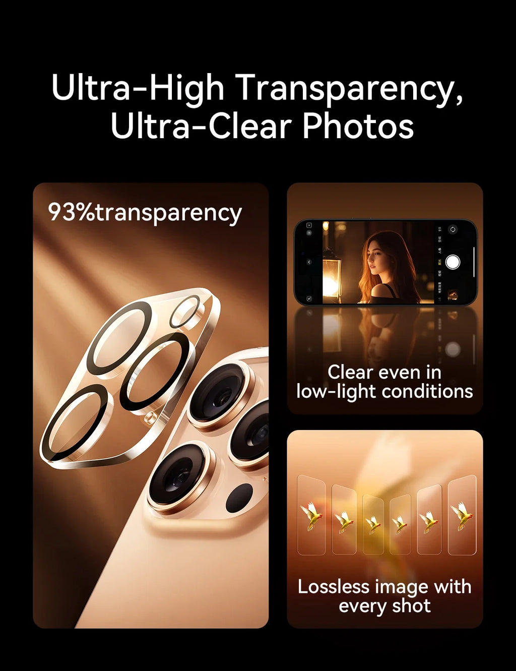 Joyroom HD lente protectora de vidrio para iPhone 17 Pro Max Protector de cámara trasera vidrio templado para iPhone 16 15 14 Pro Max Len Film
