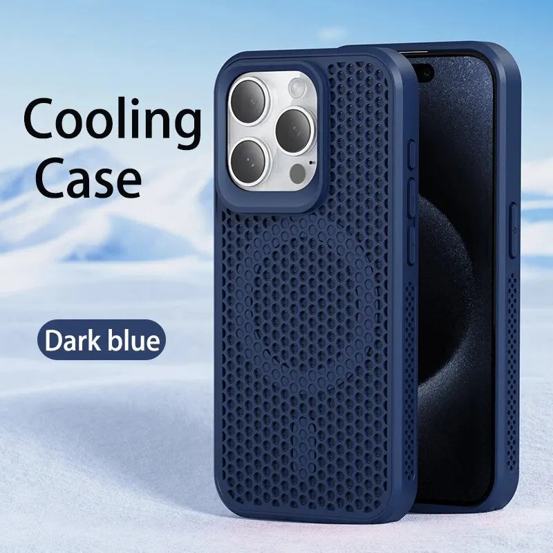 Funda de teléfono magnética Magsafe para iPhone, carcasa trasera dura de rejilla transpirable, refrigeración, disipación de calor, 16, 14, 15, 13, 12, 11 Pro Max Plus