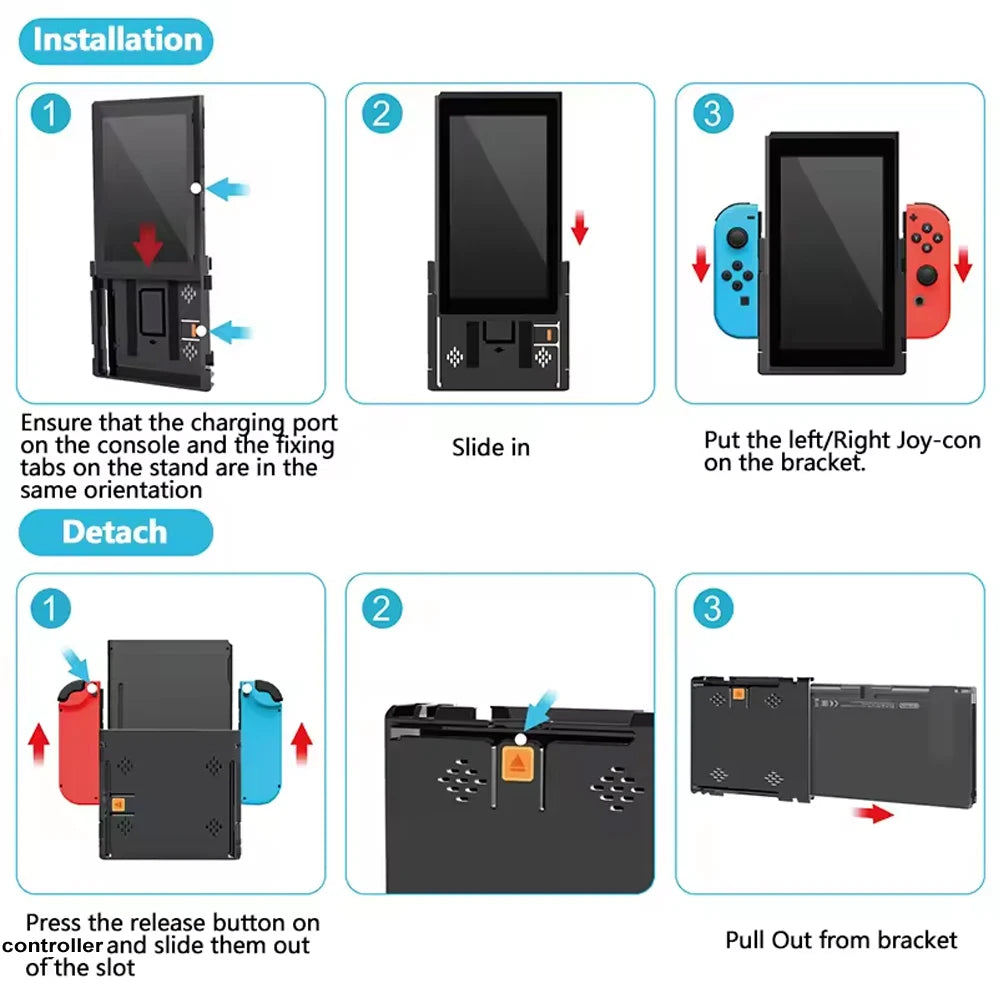 Soporte Vertical con tapa de agarre para consola de juegos NS OLED/Switch, soporte para controlador de Joystick, accesorios para Nintendo Switch