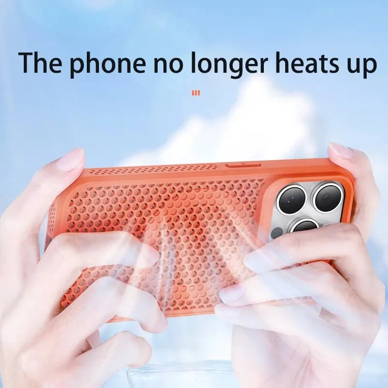 Funda de teléfono magnética Magsafe para iPhone, carcasa trasera dura de rejilla transpirable, refrigeración, disipación de calor, 16, 14, 15, 13, 12, 11 Pro Max Plus
