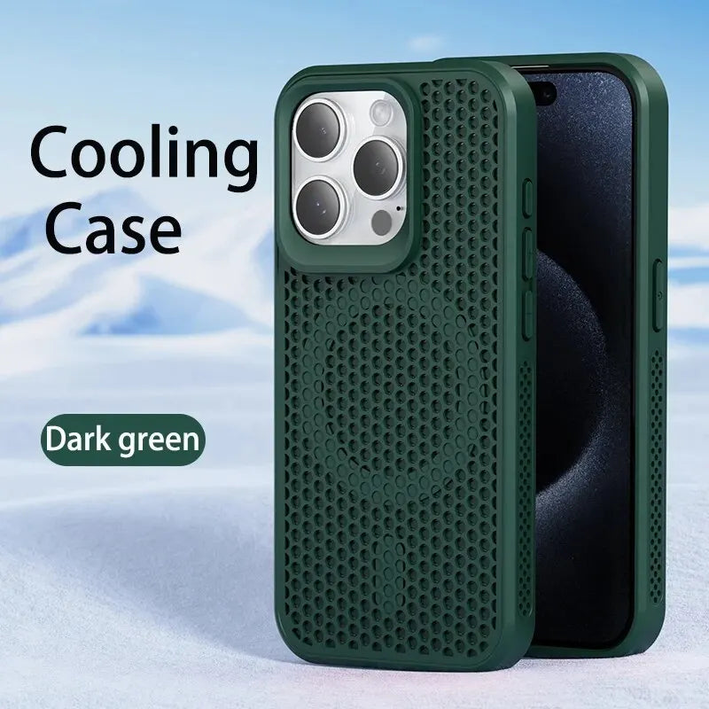 Funda de teléfono magnética Magsafe para iPhone, carcasa trasera dura de rejilla transpirable, refrigeración, disipación de calor, 16, 14, 15, 13, 12, 11 Pro Max Plus