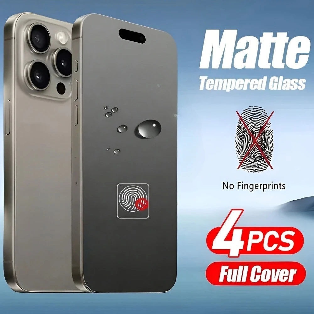 Protector de pantalla completa mate para iPhone 17 16 15 14 Pro Max 16e 15 14 Plus 13 12 11 Pro XR XS Max 9H dureza vidrio templado