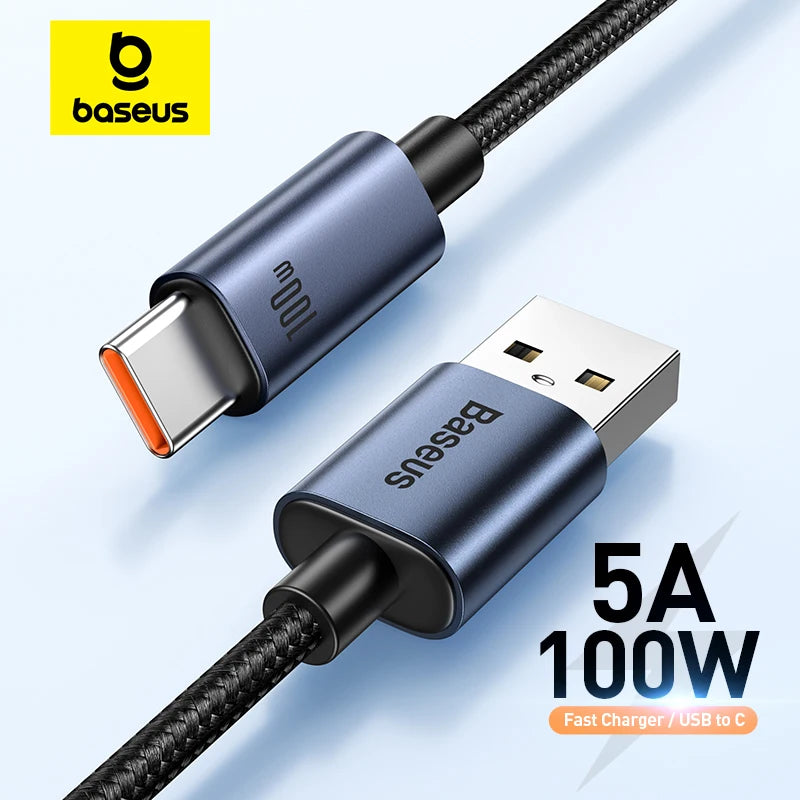 Cable Baseus USB tipo C de 66W/100W para Huawei P50 P40 Pro Honor Super Charge 6A, Cable de datos de carga rápida USB C