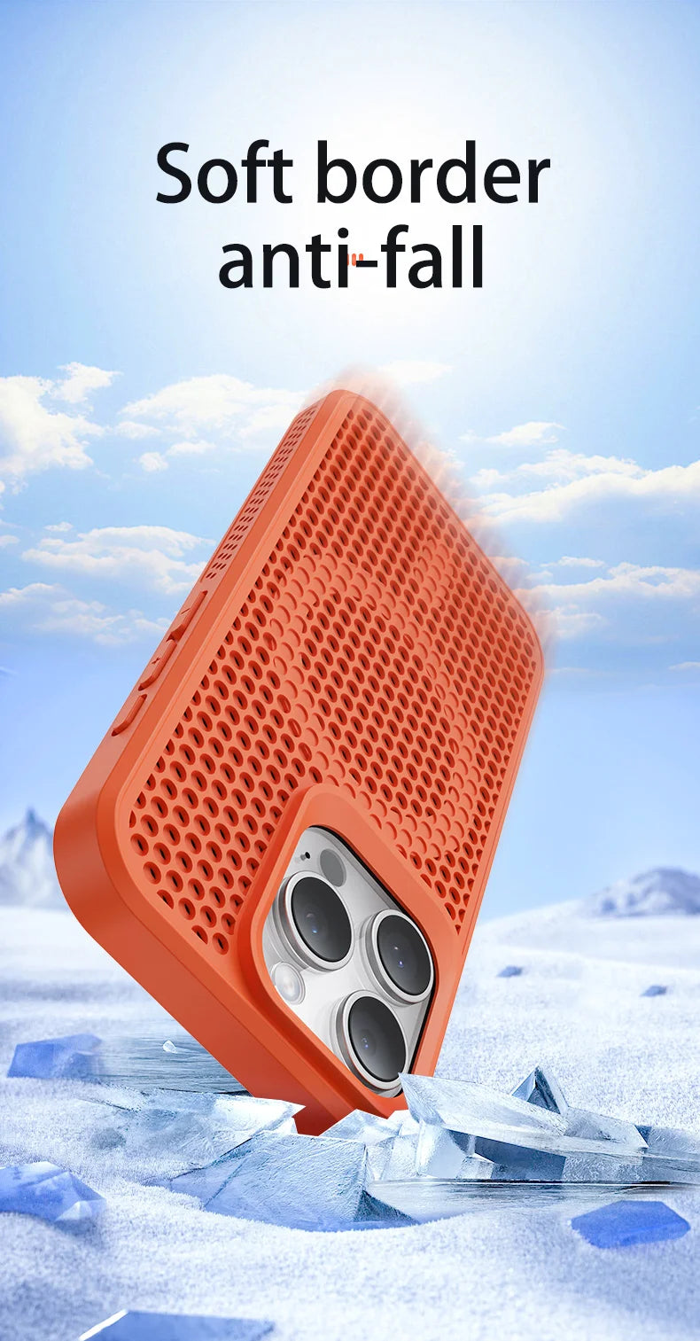 Funda de teléfono magnética Magsafe para iPhone, carcasa trasera dura de rejilla transpirable, refrigeración, disipación de calor, 16, 14, 15, 13, 12, 11 Pro Max Plus