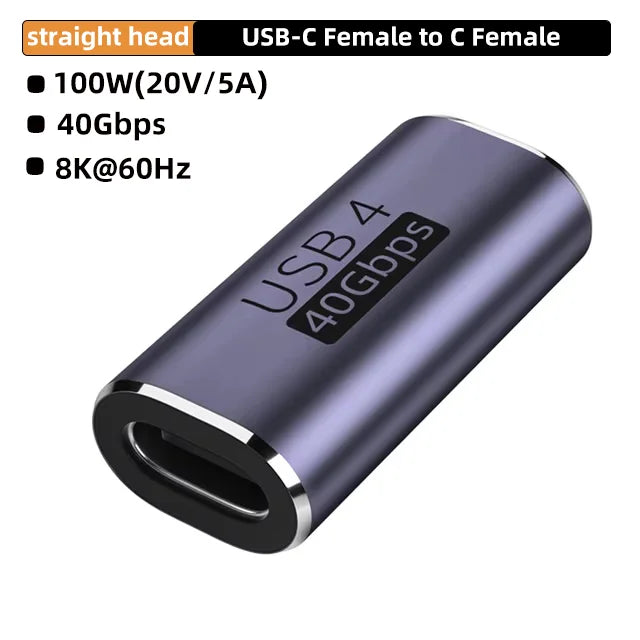 Adaptador USB4.0 40Gbps OTG tipo C de 90 grados 100W 5A USB C a tipo C convertidor de carga rápida adaptador de datos USB C para Macbook 8K60HZ