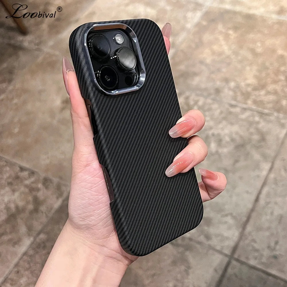 Para Magsafe funda con patrón de fibra de carbono mate para iPhone 17 16 15 14 Pro Max funda dura ultrafina a prueba de golpes para iPhone 17Pro