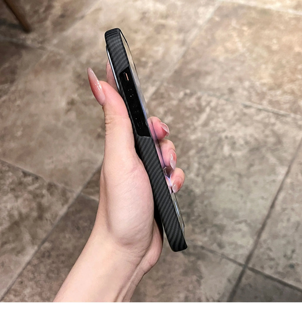 Para Magsafe funda con patrón de fibra de carbono mate para iPhone 17 16 15 14 Pro Max funda dura ultrafina a prueba de golpes para iPhone 17Pro