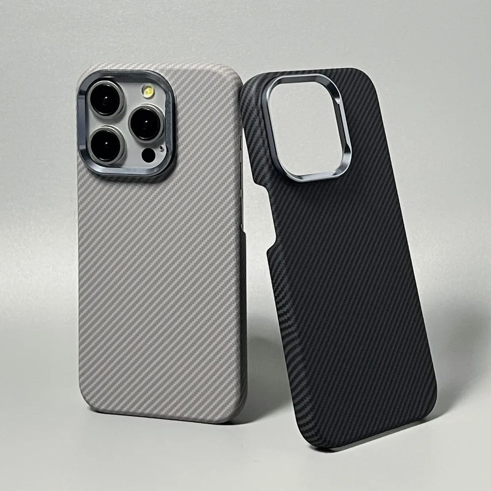 Para Magsafe funda con patrón de fibra de carbono mate para iPhone 17 16 15 14 Pro Max funda dura ultrafina a prueba de golpes para iPhone 17Pro