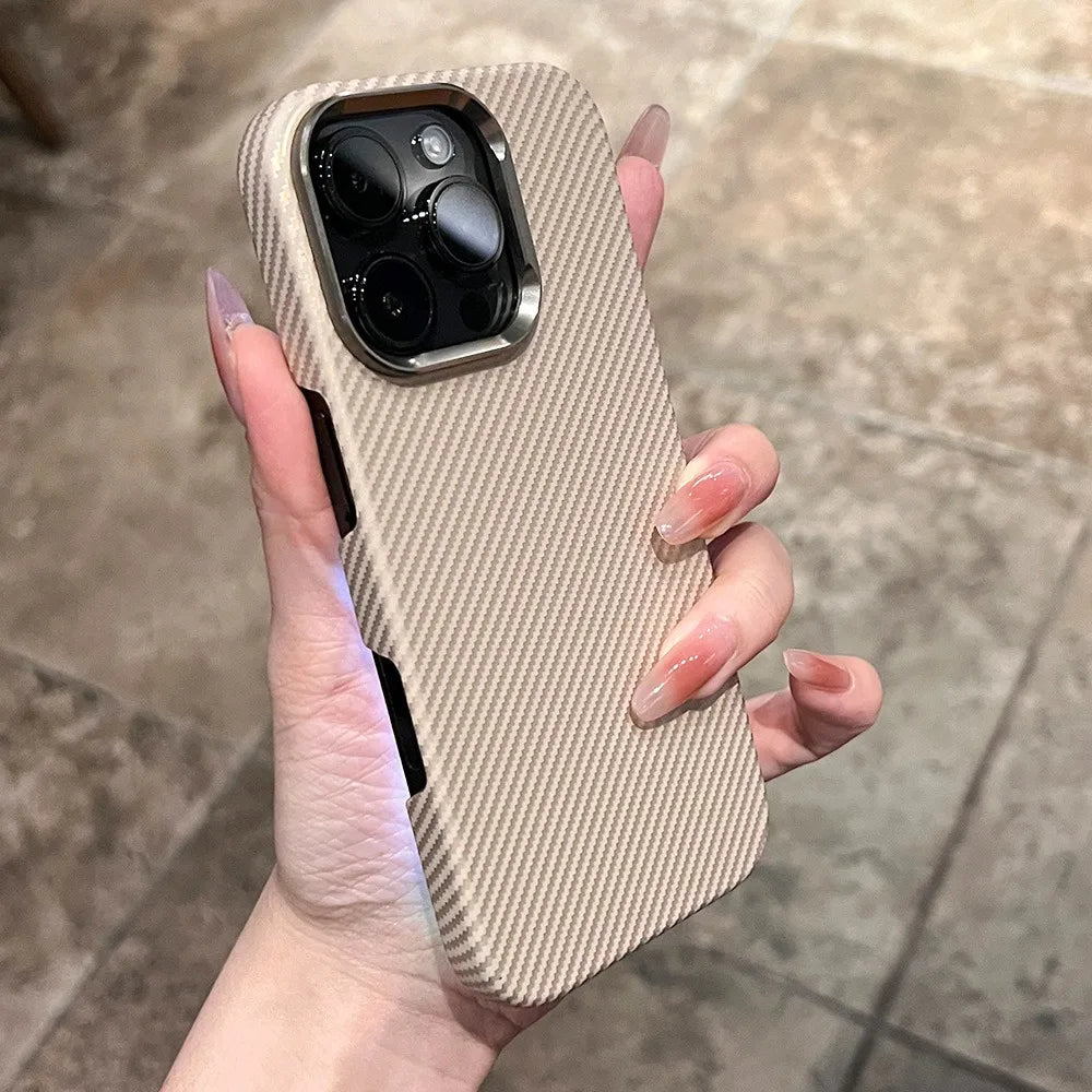 Para Magsafe funda con patrón de fibra de carbono mate para iPhone 17 16 15 14 Pro Max funda dura ultrafina a prueba de golpes para iPhone 17Pro