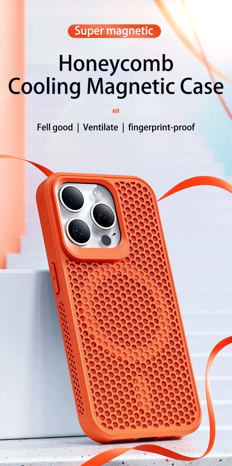 Funda de teléfono magnética Magsafe para iPhone, carcasa trasera dura de rejilla transpirable, refrigeración, disipación de calor, 16, 14, 15, 13, 12, 11 Pro Max Plus
