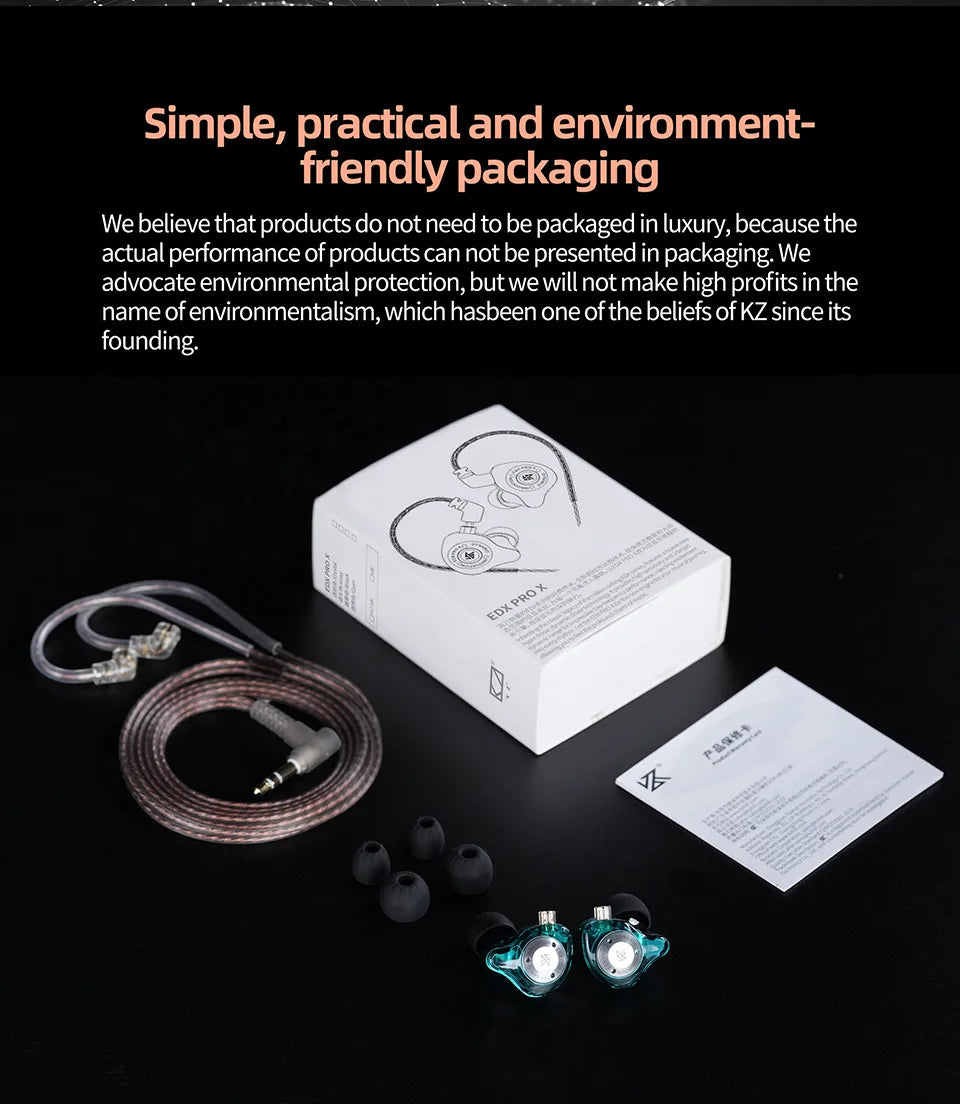 KZ-auriculares EDX PRO X Dynamic Drive, cascos de graves HIFI para DJ, deportivos, con cancelación de música