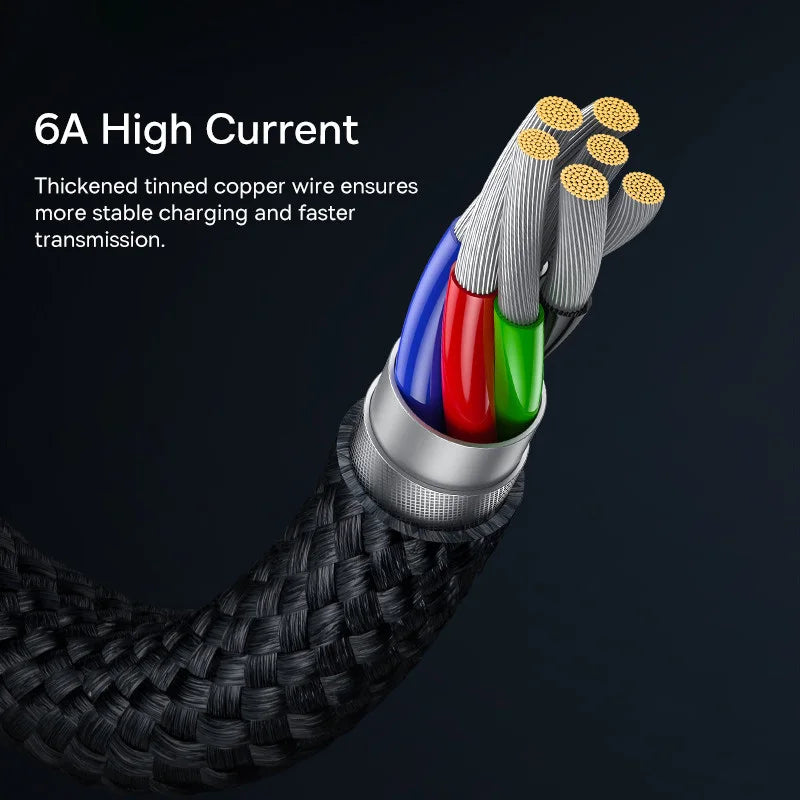 Cable Baseus USB tipo C de 66W/100W para Huawei P50 P40 Pro Honor Super Charge 6A, Cable de datos de carga rápida USB C