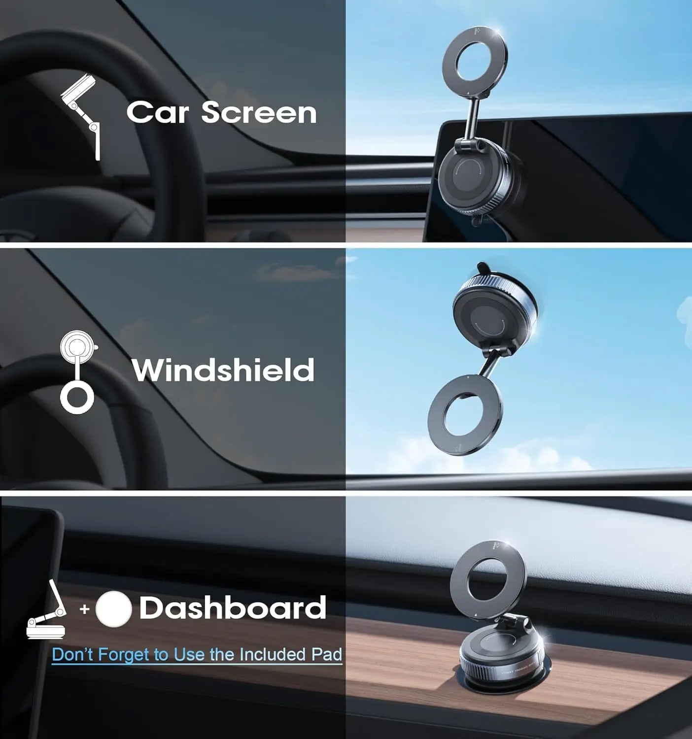 Soporte Magnético Plegable para Teléfono de Coche con Ventosa de Vacío, para Transmisiones en Vivo, Grabación y Navegación, para Consola Central