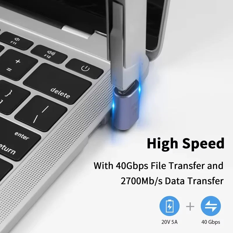 Adaptador USB4.0 40Gbps OTG tipo C de 90 grados 100W 5A USB C a tipo C convertidor de carga rápida adaptador de datos USB C para Macbook 8K60HZ