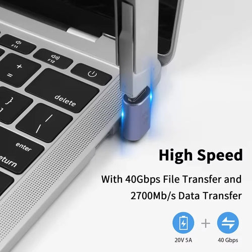 Adaptador USB4.0 40Gbps OTG tipo C de 90 grados 100W 5A USB C a tipo C convertidor de carga rápida adaptador de datos USB C para Macbook 8K60HZ