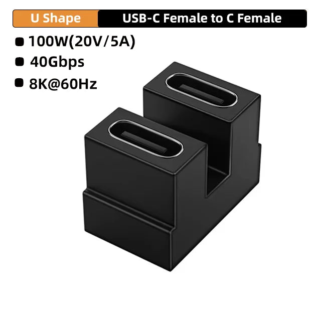 Adaptador USB4.0 40Gbps OTG tipo C de 90 grados 100W 5A USB C a tipo C convertidor de carga rápida adaptador de datos USB C para Macbook 8K60HZ